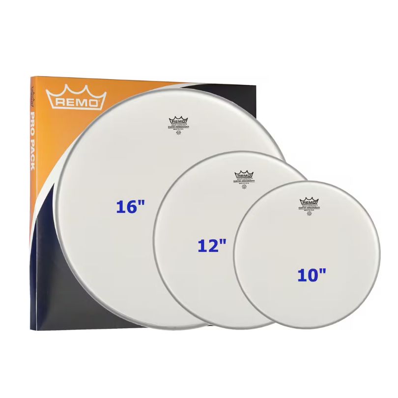 SET DE PARCHES REMO TOM AMBASSADOR COATED 10'' 12'' 16'' PP-1392-BA