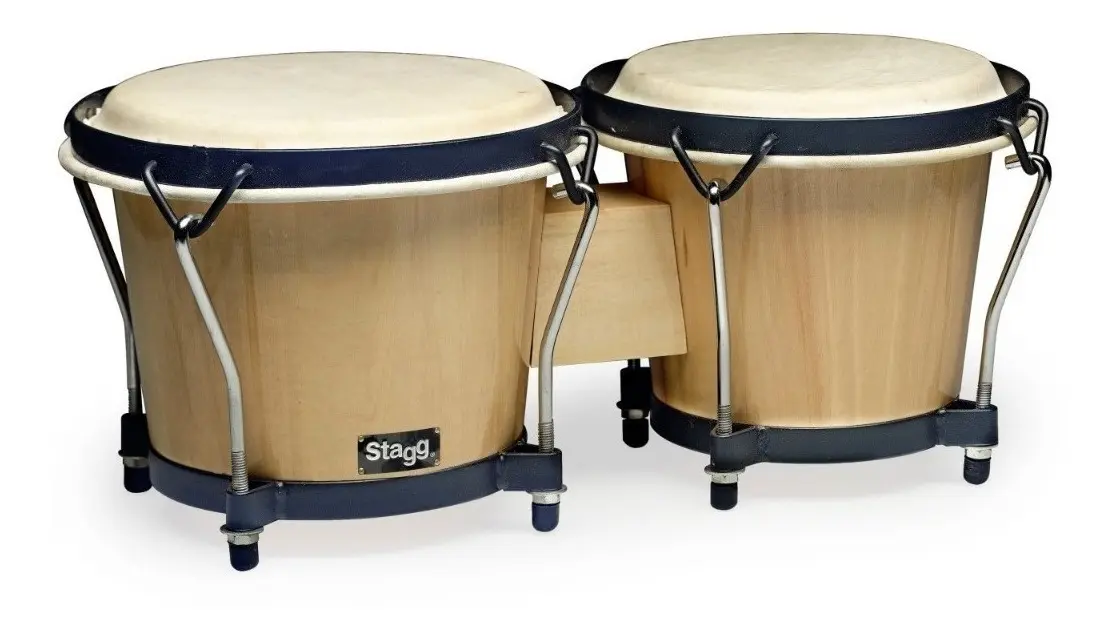 Bongo Madera Stagg Bw-70 7 + 8 Natural Cuero Cuot - Ferreyra Music